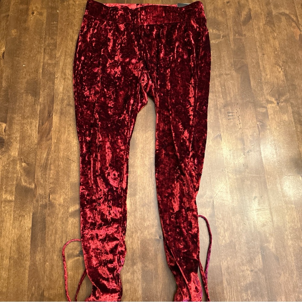 New‎ Torrid Red Velvet Pants Lace Up Size Large (Torrid 0) Whimsygoth Sexy Vixen